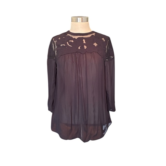 Anthropologie black sheer blouse - Picture 2 of 9
